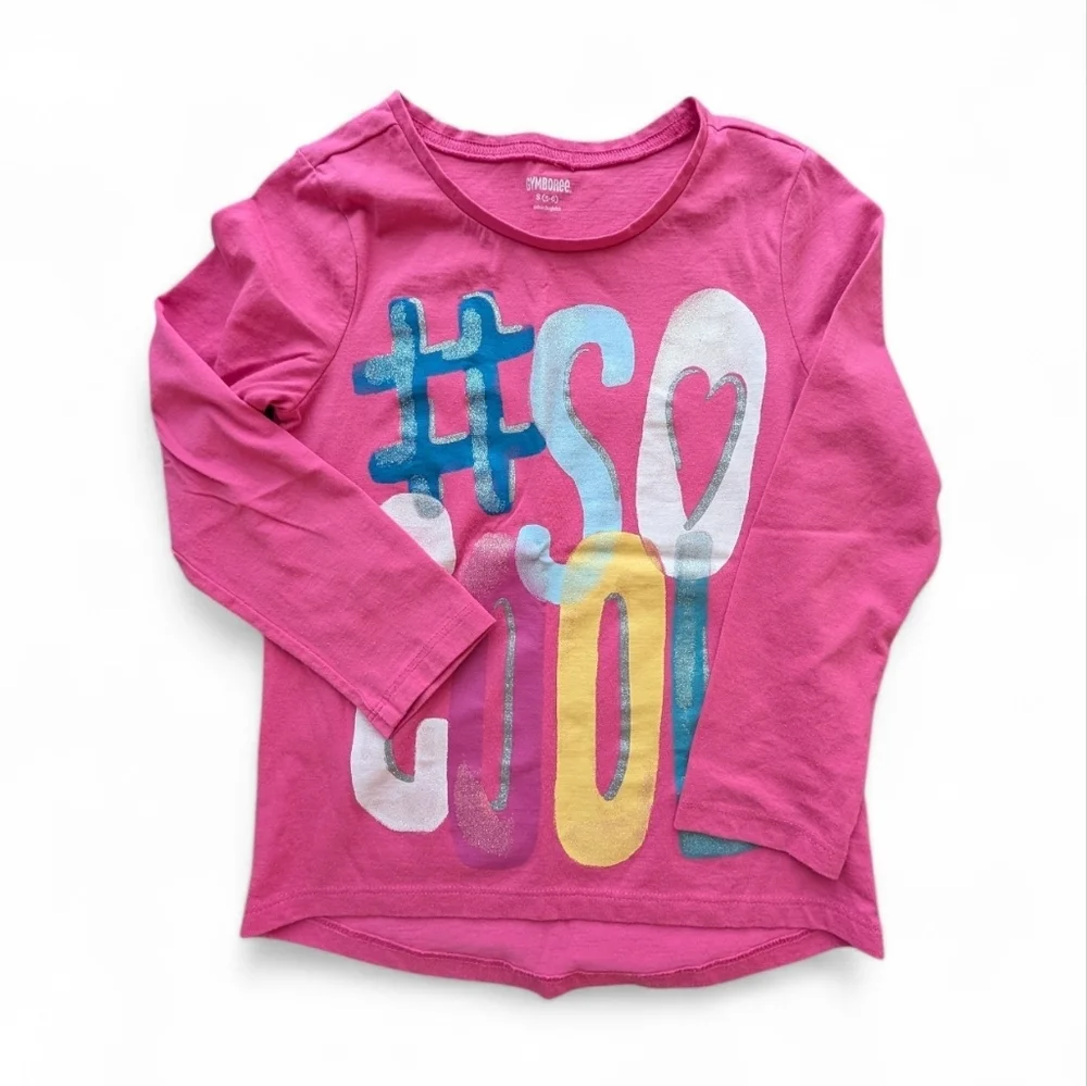 Gymboree Girls Pink Long-Sleeve Tee with Colorful 